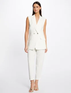 Pantalons>Morgan Pantalon Droit Fluide 7/8Eme Femme | Ecru