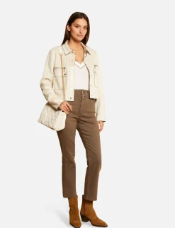 Pantalons>Morgan Pantalon Droit Taille Haute 7/8Eme Vert Kaki Femme | Vert_Kaki