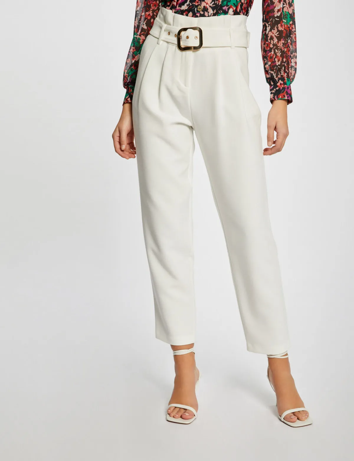 Pantalons>Morgan Pantalon Droit Taille Haute Ceinture Femme | Ecru