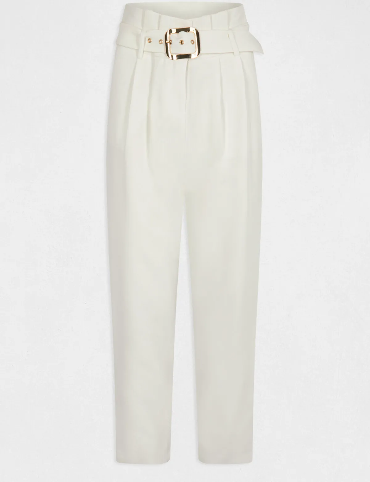 Pantalons>Morgan Pantalon Droit Taille Haute Ceinture Femme | Ecru