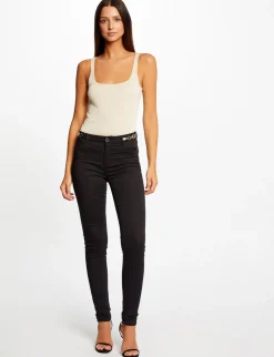 Pantalons>Morgan Pantalon Skinny A Details Chaines Femme | Noir