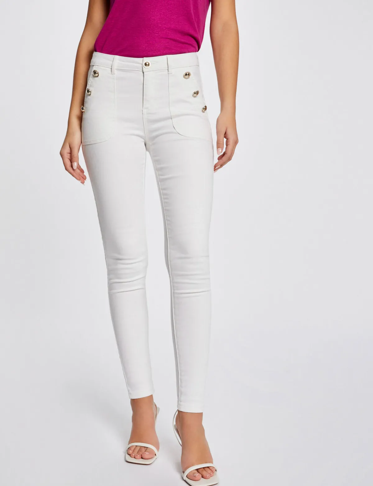 Pantalons>Morgan Pantalon Skinny A Ponts Femme | Ecru