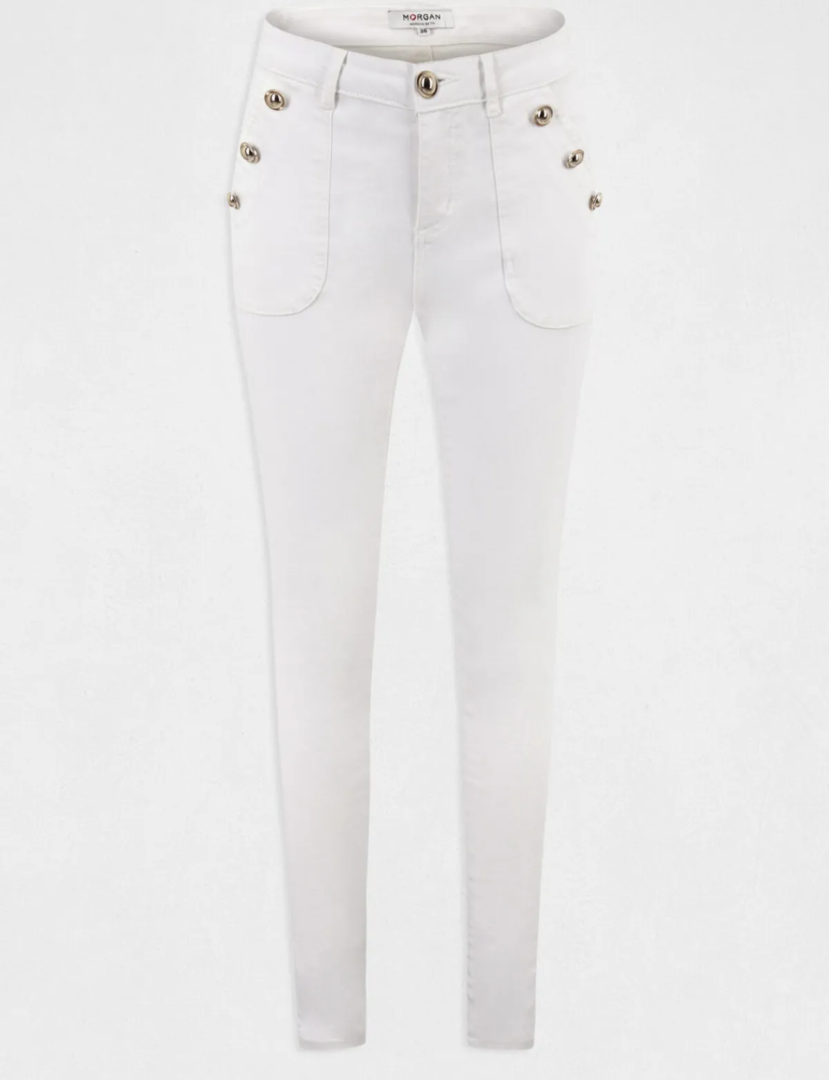 Pantalons>Morgan Pantalon Skinny A Ponts Femme | Ecru