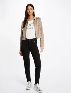 Pantalons>Morgan Pantalon Skinny Boutons Aux Poches Femme | Noir