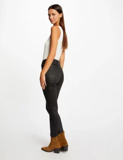 Shorts>Morgan Pantalon Skinny Enduit A Details Bijoux Femme | Noir
