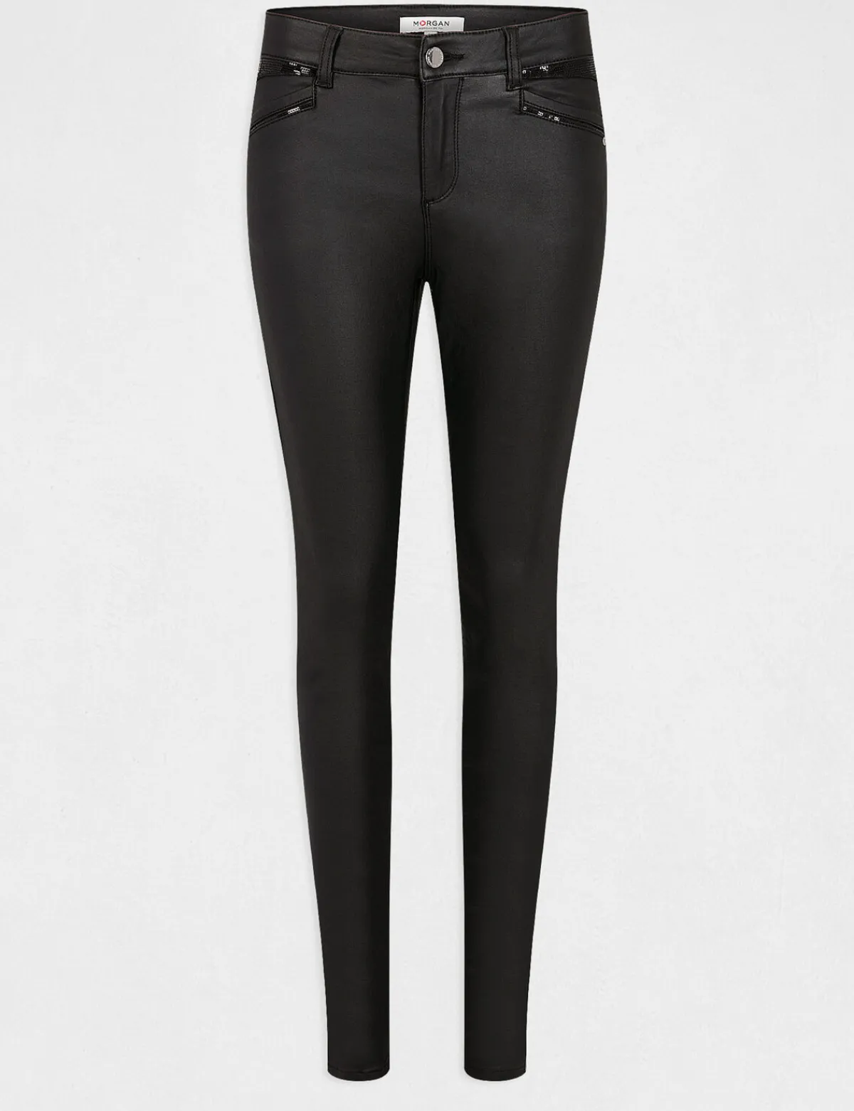 Pantalons>Morgan Pantalon Skinny Enduit Femme | Noir