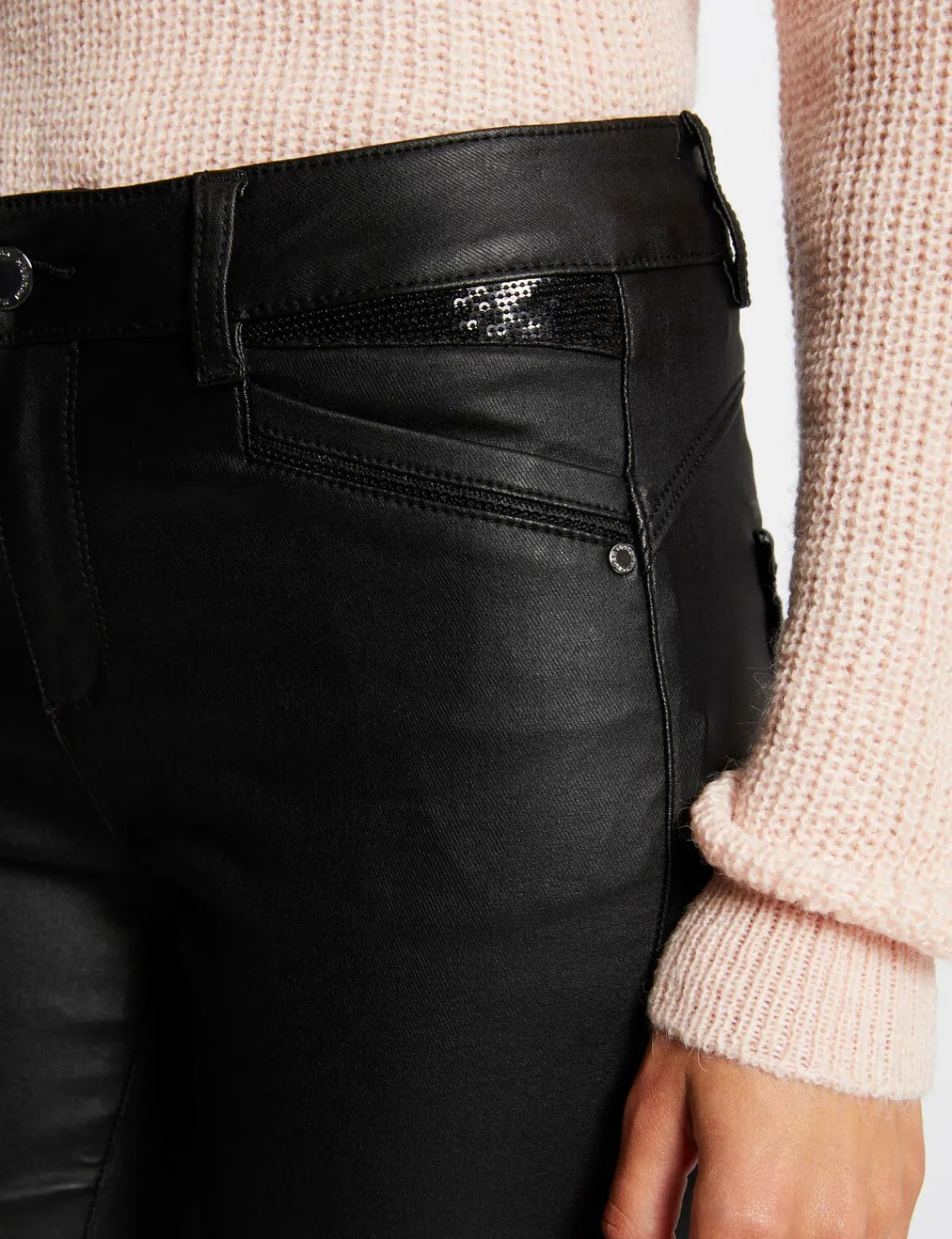 Pantalons>Morgan Pantalon Skinny Enduit Femme | Noir