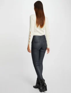 Pantalons>Morgan Pantalon Skinny Enduit Femme | Marine
