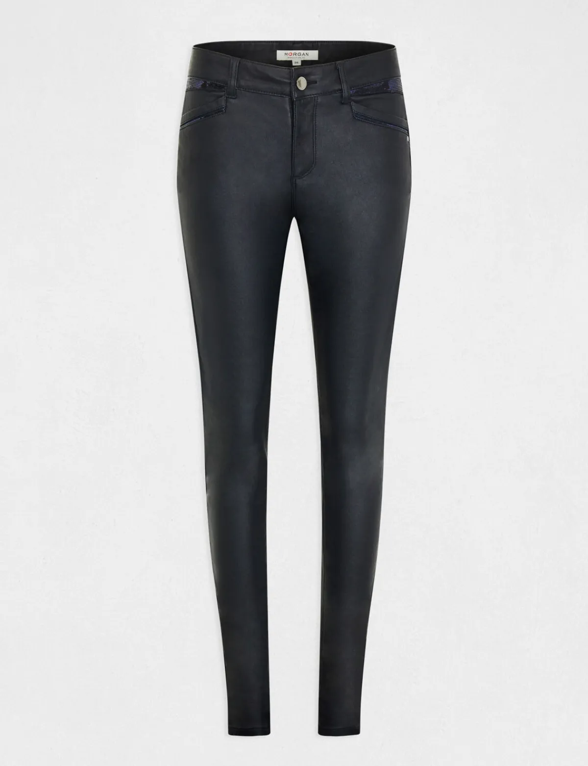 Pantalons>Morgan Pantalon Skinny Enduit Femme | Marine