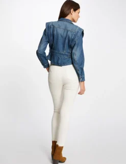 Jeans>Morgan Pantalon Slim Avec Details Bijoux Femme | Ivoire