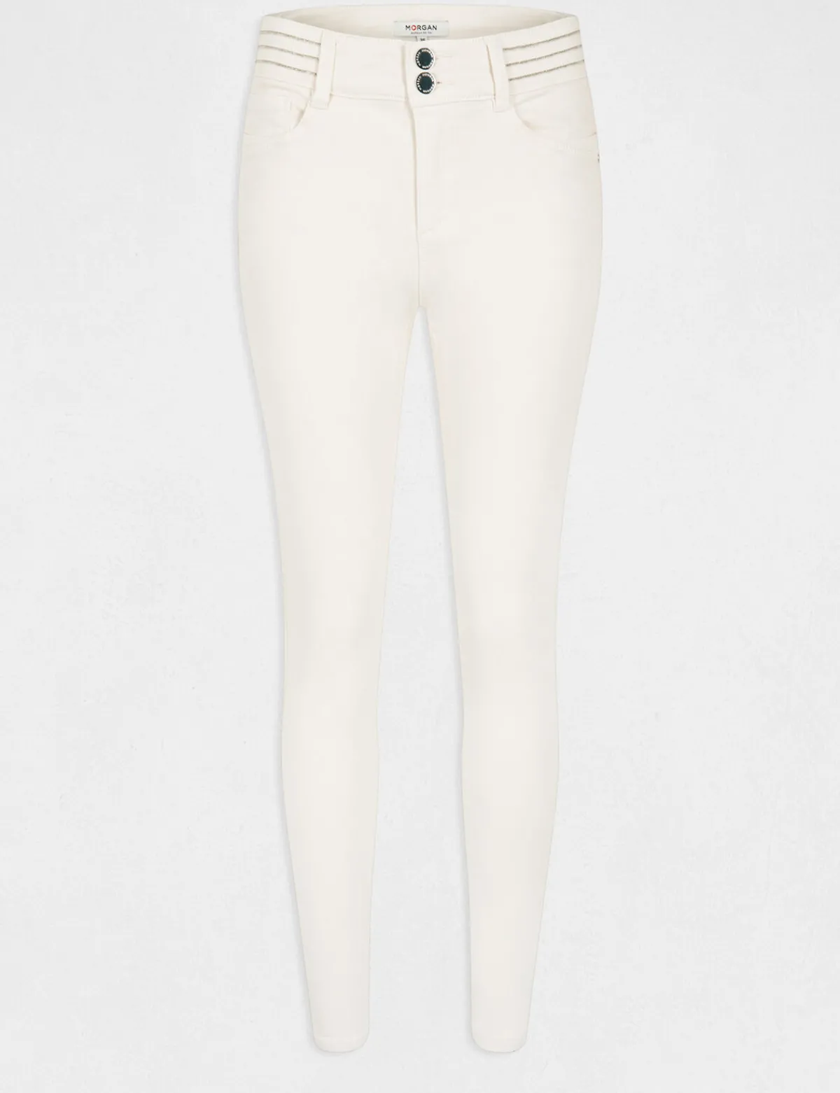 Jeans>Morgan Pantalon Slim Avec Details Bijoux Femme | Ivoire