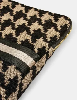 Maroquinerie>Morgan Pochette Ordinateur Imprime Pied De Coq Femme | Marron