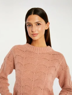Pulls>Morgan Pull A Manches Longues Vieux Rose Femme | Vieux_Rose