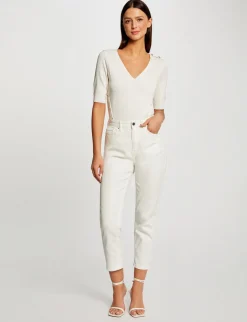 Pulls>Morgan Pull Manches 3/4 Avec Boutons Femme | Ivoire