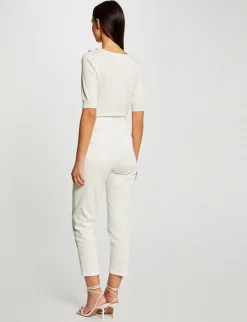 Pulls>Morgan Pull Manches 3/4 Avec Boutons Femme | Ivoire