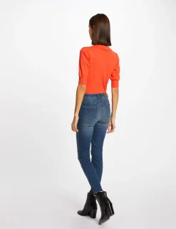 Pulls>Morgan Pull Manches Courtes A Col Polo Femme | Orange