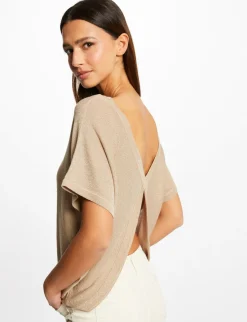 Pulls>Morgan Pull Manches Courtes A Detail Bijou Femme | Dore