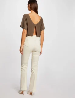 Pulls>Morgan Pull Manches Courtes A Detail Bijou Vert Kaki Femme | Vert_Kaki