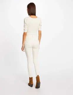 Pulls>Morgan Pull Manches Courtes Avec Col En V Femme | Ivoire