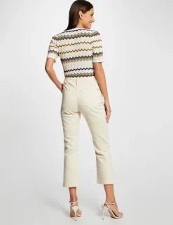 Pulls>Morgan Pull Manches Courtes Imprime Chevron Femme | Ivoire
