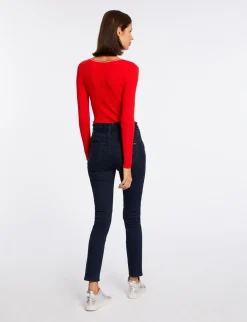 Pulls>Morgan Pull Manches Longues A Col En V Femme | Rouge