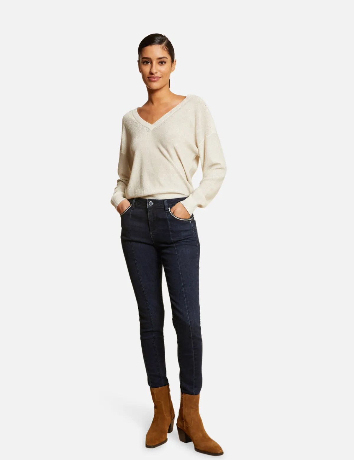Pulls>Morgan Pull Manches Longues A Col Rond Femme | Ivoire