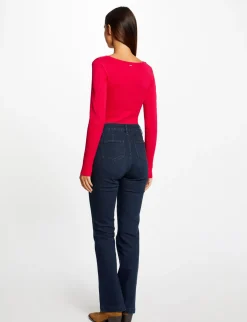 Pulls>Morgan Pull Manches Longues A Detail Zippe Rose Moyen Femme | Rose_Moyen