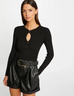 Pulls>Morgan Pull Manches Longues A Ouverture Femme | Noir