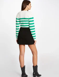 Pulls>Morgan Pull Manches Longues A Rayures Vert Moyen Femme | Vert_Moyen