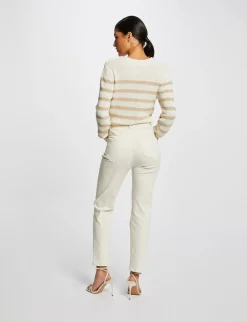 Pulls>Morgan Pull Manches Longues A Rayures Femme | Ecru