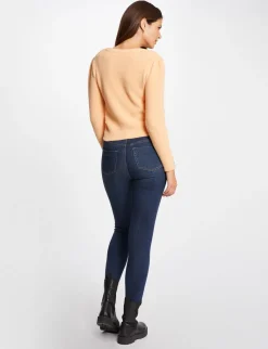 Pulls>Morgan Pull Manches Longues Avec Col En V Orange Clair Femme | Orange_Clair