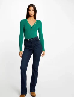 Pulls>Morgan Pull Manches Longues Boutons Femme | Vert