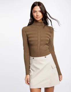 Pulls>Morgan Pull Manches Longues Col Roule Vert Fonce Femme | Vert_Fonce