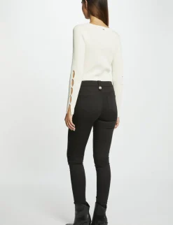 Pulls>Morgan Pull Manches Longues Fendues A Boutons Femme | Ivoire