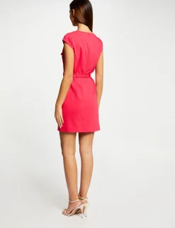 Robes>Morgan Robe Ajustee Ceinturee Avec Col En V Femme | Framboise