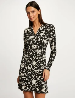 Robes>Morgan Robe Ajustee Froncee Imprime Abstrait Femme | Multico