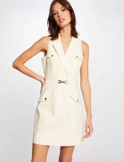 Robes>Morgan Robe Droite Avec Ornement Metallique Jaune Paille Femme | Jaune_Paille