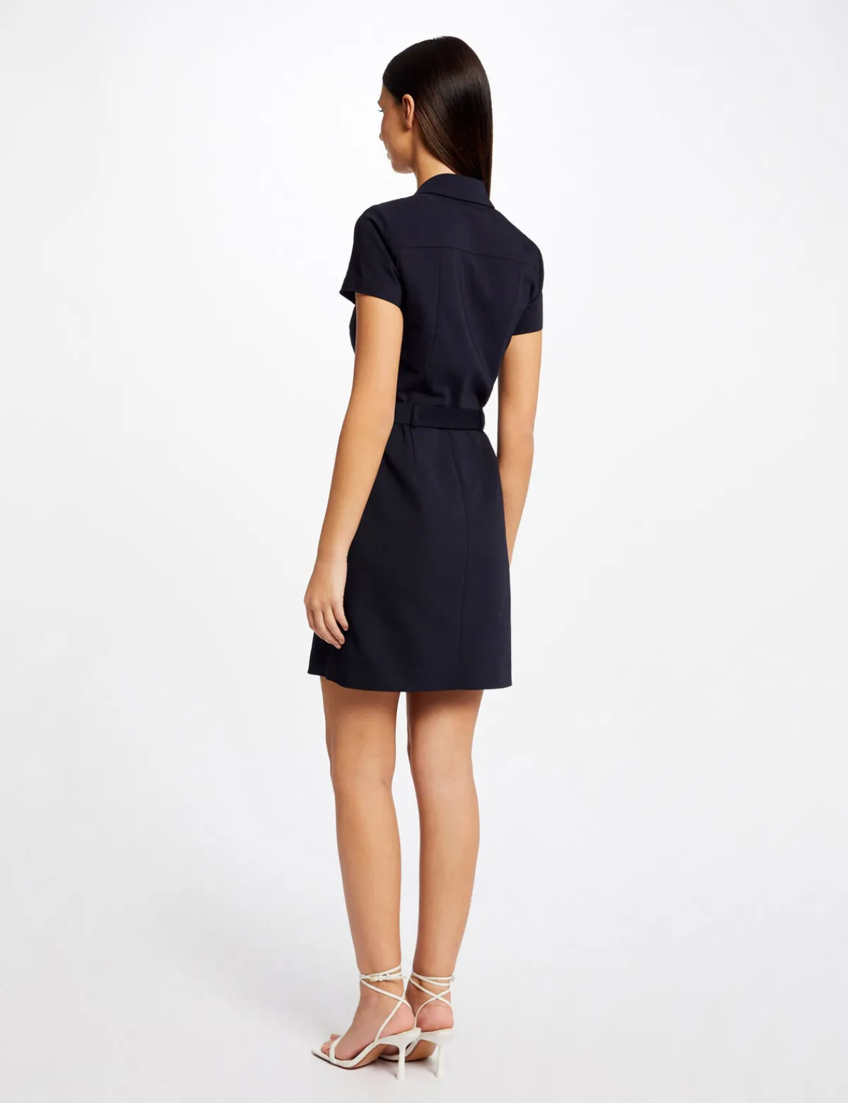 Robes>Morgan Robe Droite Boutonnee Ceinturee Femme | Marine