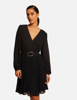 Robes>Morgan Robe Droite Fluide Avec Bas Plisse Femme | Marine
