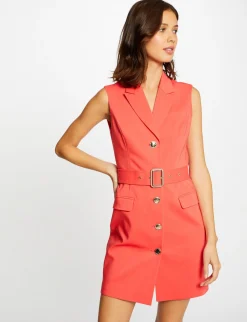 Robes>Morgan Robe Droite Sans Manches Ceinturee Femme | Rouge