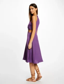 Robes>Morgan Robe Evasee Avec Anneau Et Ouvertures Violet Fonce Femme | Violet_Fonce