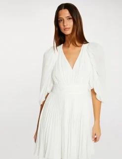 Robes>Morgan Robe Evasee Avec Manches Bouffantes Femme | Ecru