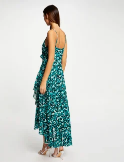 Robes>Morgan Robe Longue Evasee Imprime Abstrait Femme | Vert
