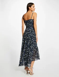 Robes>Morgan Robe Longue Evasee Imprime Abstrait Femme | Bleu