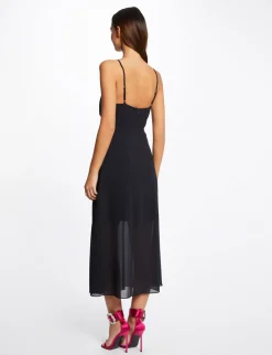 Robes>Morgan Robe Midi Evasee Bretelles Chaines Femme | Marine