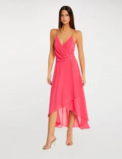 Robes>Morgan Robe Mi-Longue A Fines Bretelles Rose Moyen Femme | Rose_Moyen