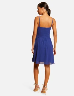 Robes>Morgan Robe Patineuse Avec Col Cache-Coeur Bleu Electrique Femme | Bleu_Electrique
