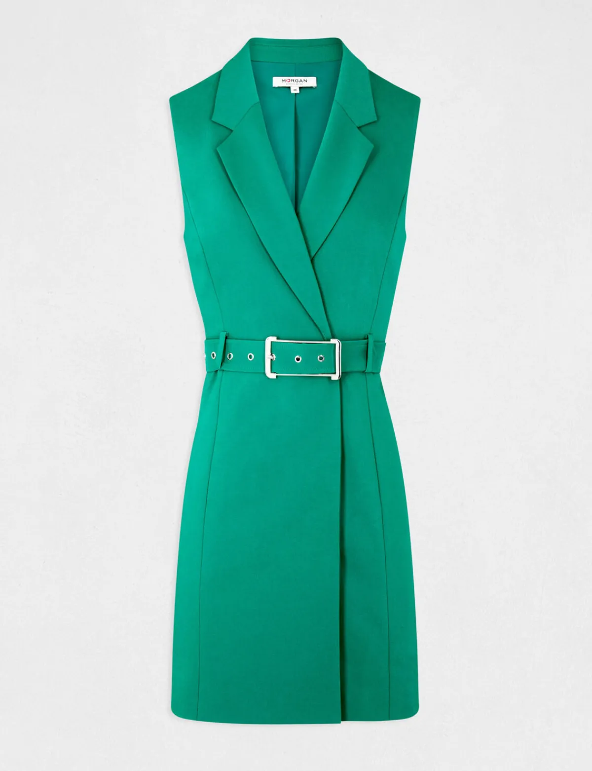 Robes>Morgan Robe Portefeuille Ceinturee Sans Manches Femme | Vert