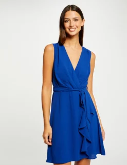 Robes>Morgan Robe Portefeuille Fluide Ceinturee Bleu Electrique Femme | Bleu_Electrique