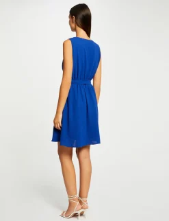 Robes>Morgan Robe Portefeuille Fluide Ceinturee Bleu Electrique Femme | Bleu_Electrique